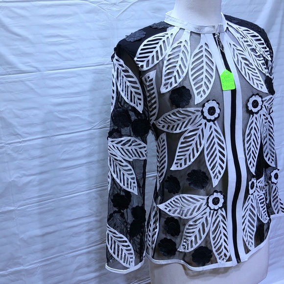 Black and white leather and mesh jacket - Picture 6 of 8